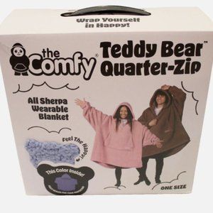 The Comfy Teddy Bear Quarter-Zip Oversized Microfiber & Sherpa Wearable Blanket